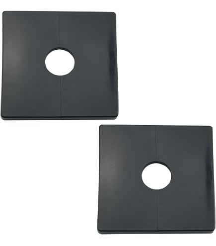 2-Pack Wall Split Flange Plates - 17mm Self-Adhesive Pipe Cover, ABS Plastic Escutcheon For Bathroom & Kitchen Pipes (Black)
