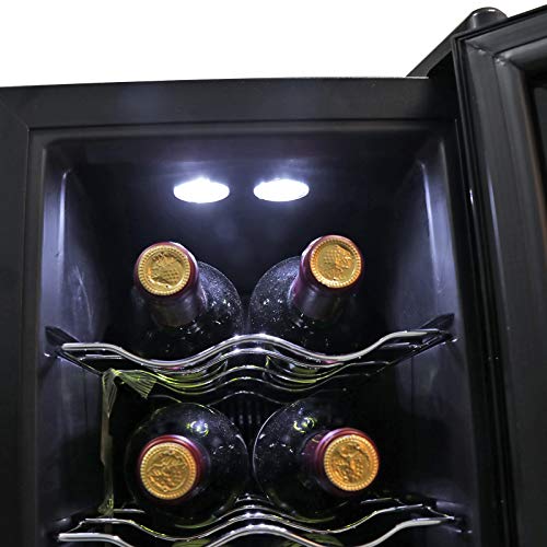 Oteymart 12 Bottle Wine Cellar Cooler Thermoelectric Refrigerator,Freestanding Chiller Digital Temperature Control Red/White/Champagne Fridge - Thumbnail 2