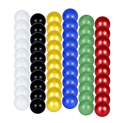 ROSYKIDZ Glass Marbles for Chinese Checker, Set of 60 Glass Marbles Only, 10 of Each Color / 16mm, with Potable Container and Carry Bag, for Marble Run, Marbles Game, Chinese Checkers