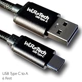 USB C Cable, WiRoTech Black USB-C to USB-A Fast Charging Cable (6 feet, Jet Black)
