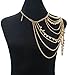 JoJo & Lin Gold Tone Harness Multilayer Body Chain with Beads Necklace Love Rocks Shoulder Drape