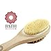 Bath Blossom Bath Body Brush Natural Bristles - Exfoliating Body Brush - Effective for Wet and Dry Body Brushing - Long Handle Shower Back Scrubber Brush - Suitable for Men and Women