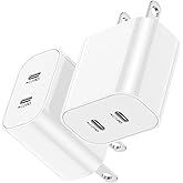 USB C Fast Charger Block,USB C Charging Block 2-Pack Type C 2in1 Dual Ports Plug Wall Charger, Fast Type C Charger for iPhone 17 Pro Max/17 Pro/17 Air/16 Pro Max/15/14/13/12/11/Xs Max/XR/X,iPad