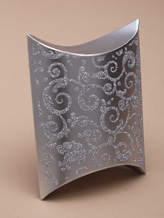 Beautiful Silver Glitter Pillow Boxes Wedding Favours Christmas