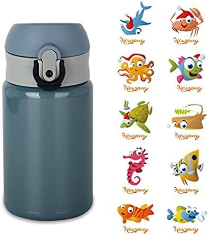Housavvy Baby Vacuum Insulated Stainless Steel Bottle w/ Sticker Decal - 10 Oz - Blue