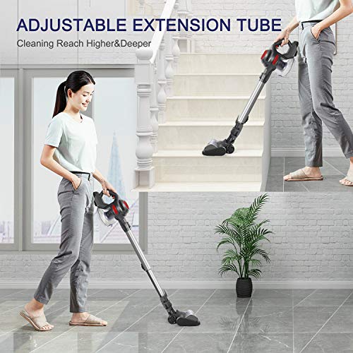 MOOSOO Cordless Vacuum, 4 in 1 Powerful Suction Stick Vacuum 1.3L