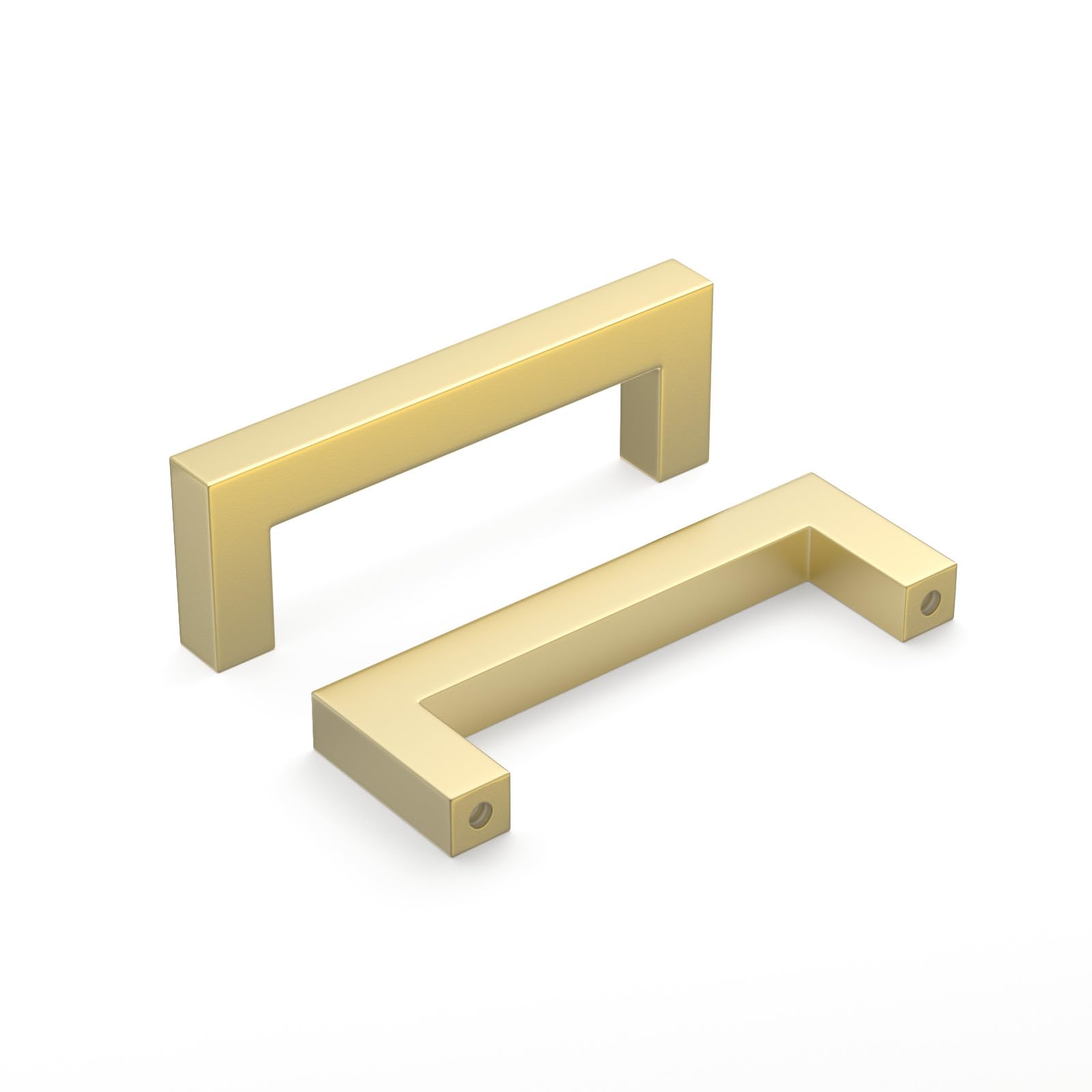 Photo 1 of Goldenwarm 10 Pack Solid 3 Inch Hole Center Gold Cabinet Handles Brushed Brass Drawer Pulls Square Bar Aluminum Alloy Dresser Handle for Kitchen Bathroom Cupboard
