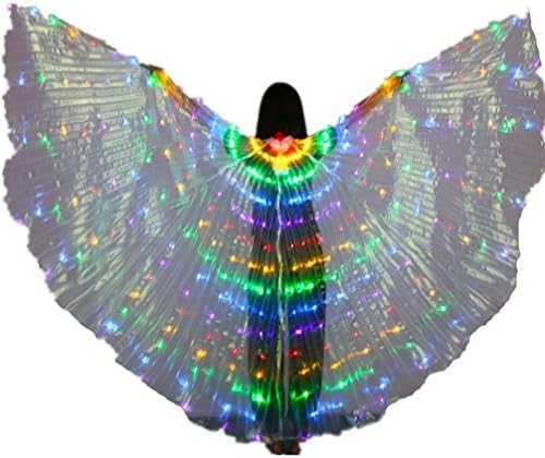 2018 Beauty Pageant Colorful Angel Luminous LED Belly Dance ISIS Wings Halloween Costumes Photography Props(Mixed Color;No Sticks)