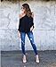 Akery Women's Sexy Spaghetti Strap Off Shoulder Shirt Tops Blouses Medium Black