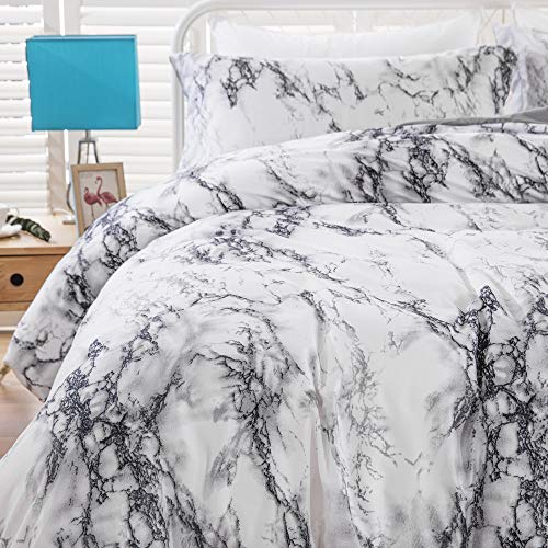 Marble Comforter Set Queen White Gray Marble Printed Bedding Solid