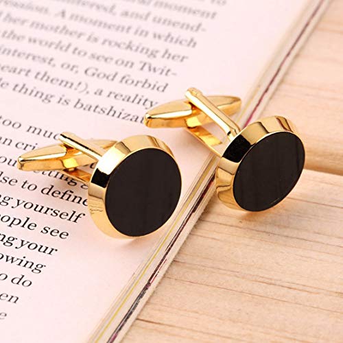 Gold&Black Color Round Mens Wedding Party Gift Shirt Cuff Links Cufflinks Drop Shipping Wholesale Wedding Accessories
