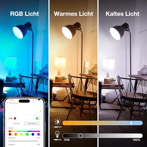 LEDVANCE SMART+ MATTER LED-Lampe, kompatibel mit Google, Alexa, Apple, weiße Frost-Optik, 9W, 806lm, E27, Farblicht und Weißlicht, App- oder Sprachsteuerung, bis zu 20.000 Std.Lebensdauer, single pack 9