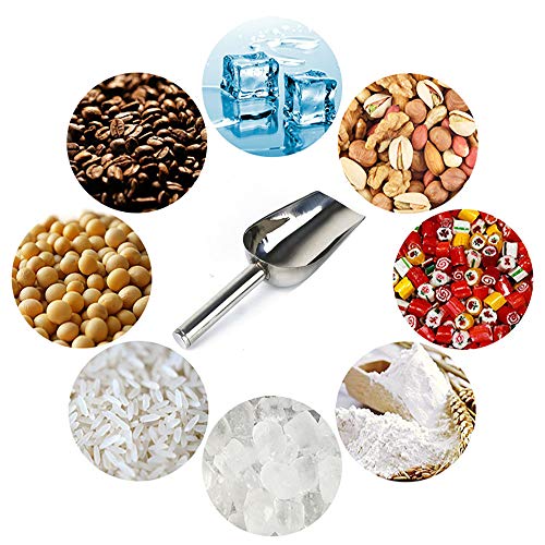 Jyongmer 4 Pack 8.6" Ice Scoops with 2 Pack 5.3" Ice Tongsm, Stainless Steel Scoops and Tongs, Metal Sweet Candy Buffet Set, Bath Scoops Food Sugar Scoop for Tea Coffee Kitchen Wedding Bar Party - Thumbnail 2