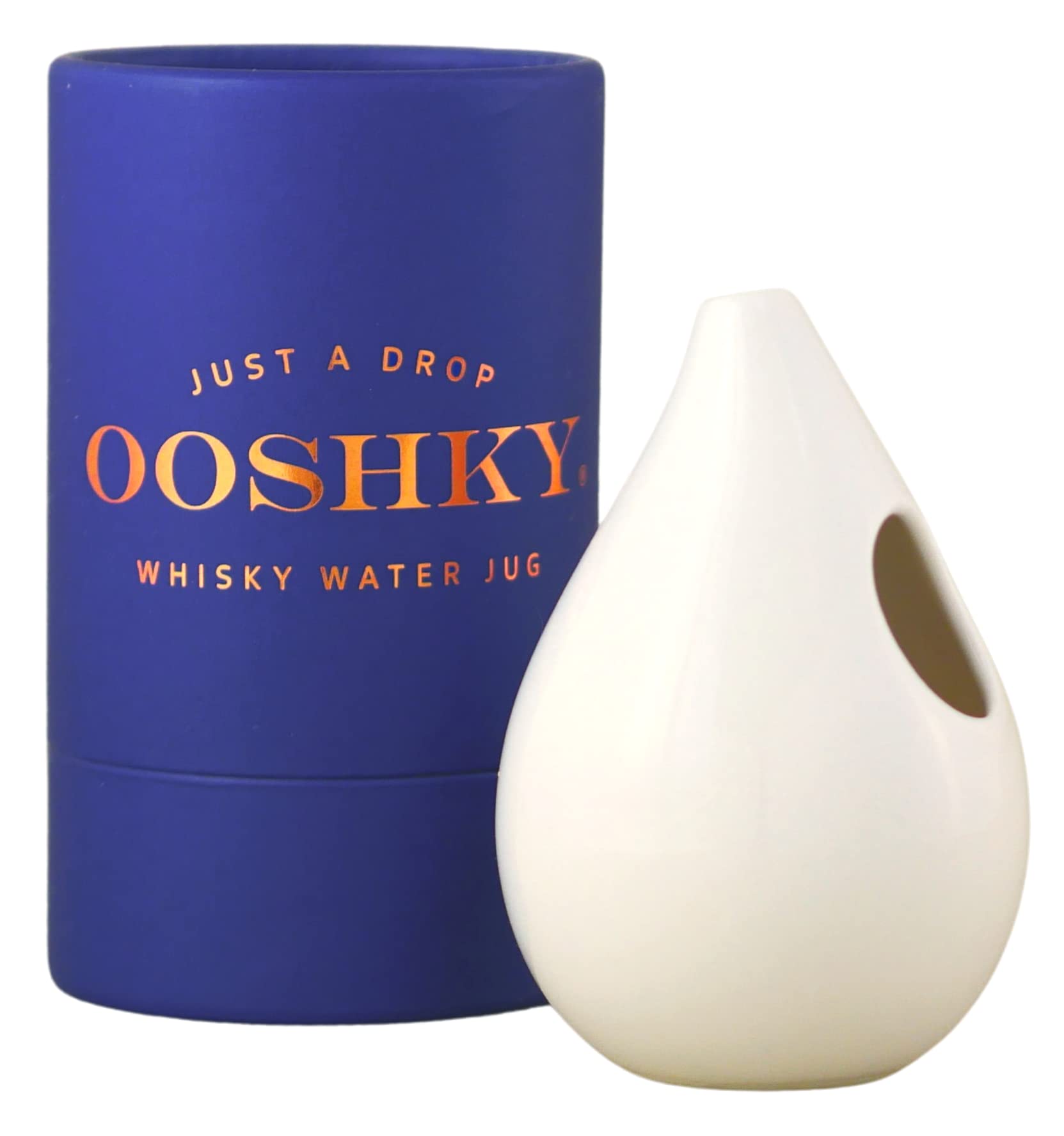 Ooshky Whisky Water Jug, Handmade Ceramic Dropper and Pipette, Unique Gift (Ceramic, White)
