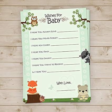 Amazon Com Woodland Baby Shower Wishes For Baby Cards 40 Count