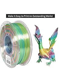 Filamento PLA de 0.06 pulgadas, multicolor arcoíris multicolor de Eryone PLA de 0.06 pulgadas, filamento de impresión 3D PLA para impresora 3D y bolígrafo 3D, 2.2 libras, 1 bobina