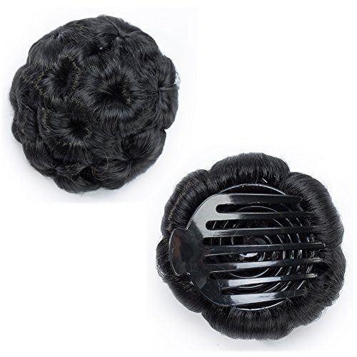 Scrunchy Updo Wavy Straight Hair Bun Drawstring Clip Claw Messy Donut Chignons Synthetic Hairpiece Hair Extension (dark black-claw)