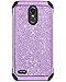 BENTOBEN Phone case for LG Stylo 3 Plus/LG Stylus 3/ LG Stylo 3 LS777/ LG K10 Pro Protective Slim Shockproof Glitter Bling Hard PC Cover Hybrid Sparkly Faux Leather Soft TPU Bumper for Girls Purple