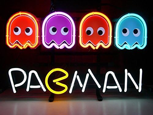 New Pac-man Ghost Pac Man Pacman Real Glass Neon Light Sign Game Room Beer Bar Pub Sign 19x15