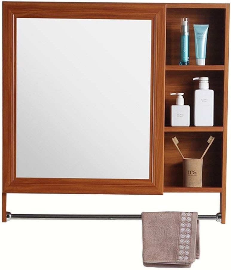 Amazon Com Single Door Wall Mirror Cabinet Bathroom With Towel Rack Mirror Cabinet Bathroom Storage Cabinet Home Rack Mirror Cabinet Color Brown Size 701270cm Home Kitchen