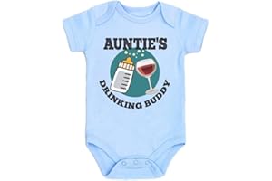 Auntie’s Drinking Buddy Baby Bodysuit Cute Funny Infant Romper Soft Cotton Newborn Outfit Aunt To Be Niece and Nephew Gift