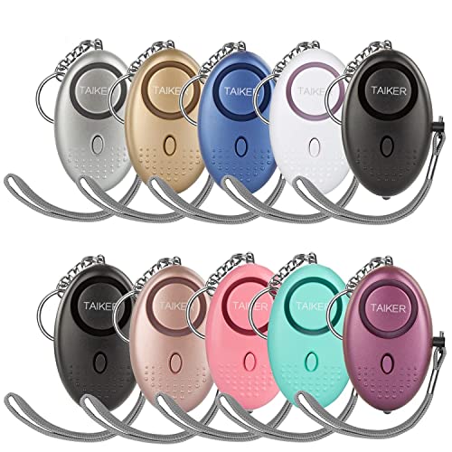 Persönlicher Alarm für Frauen, 10 Packungen, 140 dB, Notfall-Selbstverteidigung, Sicherheitsalarm, Schlüsselanhänger mit LED-Licht für Damen, Kinder u