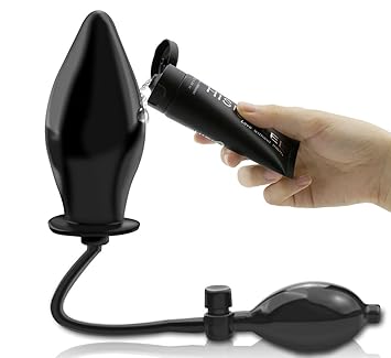 Hisionlee PVC Aufblasbarer Analplug SM Fetisch Ballon Anal Plugs Meister f¨¹r Mann und Frau Gr??e verstellbar (Schwarz)