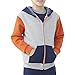 Fruit of the Loom Boys' Big Explorer Fleece Give Me S’More Warmth Hoodie, Athletic Mason Orange T.Blue Heather/Smoke Blue Stripe, Medium