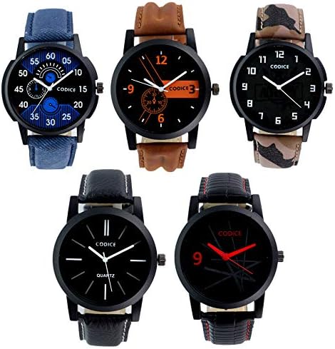 Codice Analog Black Dial Men's Watch Combo(Set Of 5)
