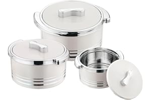 Pinnacle Insulated Casserole Dish with Lid 3 pc Set 3.7/2.6/1.5 qt. Hot Pot Food Warmer/Cooler –Thermal Soup/Salad Serving Bo