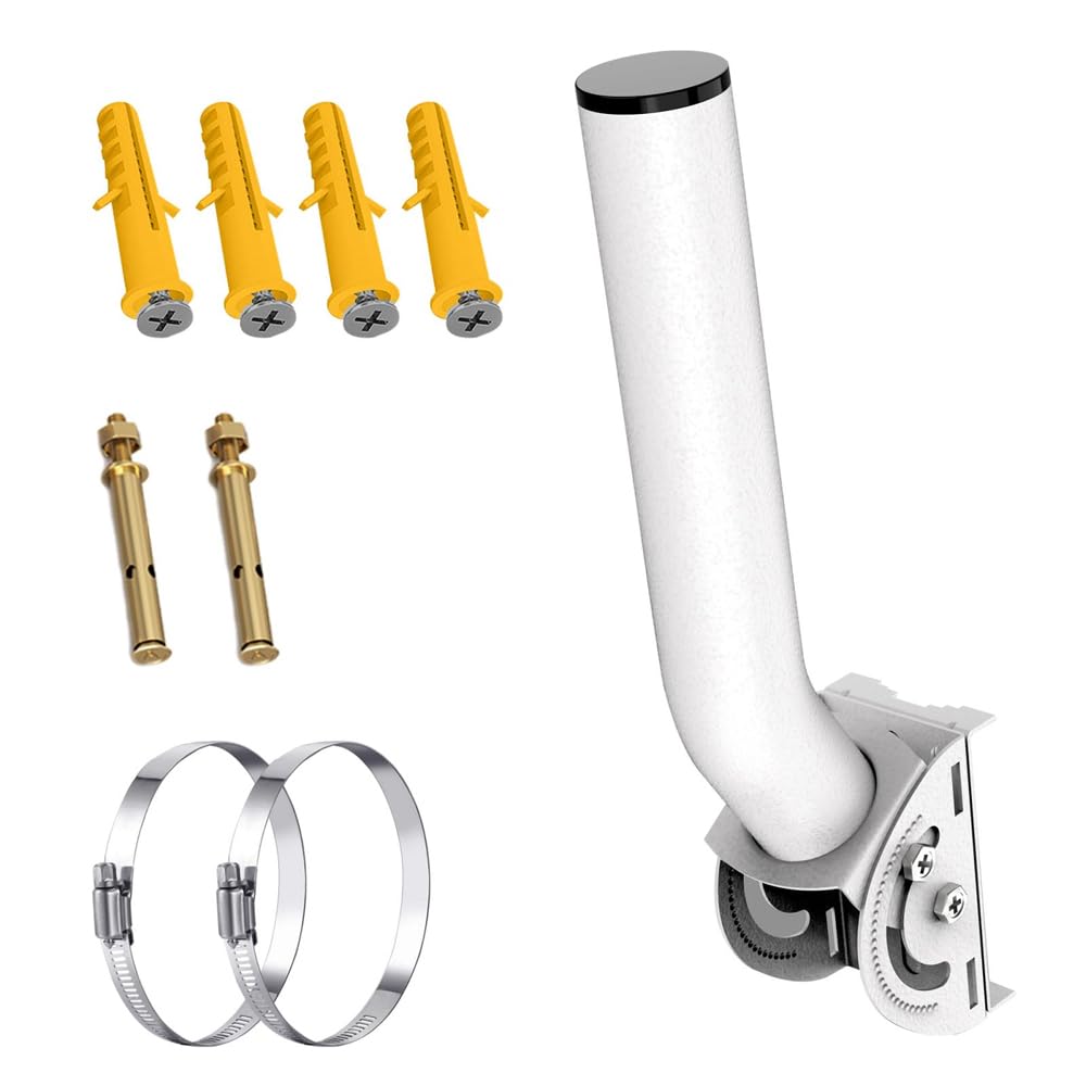 Satellite Antenna Mount, V2 Outdoor Adjustable TV Antenna Mount Wall J Pole Roof Mounting Kit, for Wall Eave Roof Mounting