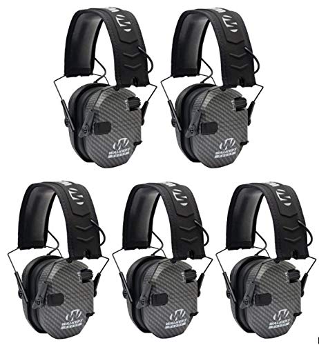 Walkers GWPRSEMCARB Razor Slim Shooter Folding Electronic Earmuff 23 dB Gray - 5 Pack
