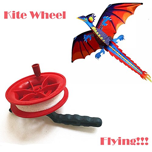 ZHUOJU 50M Twisted String Line Red Wheel Kite Reel Winder Kite Accessories (Multicolor)