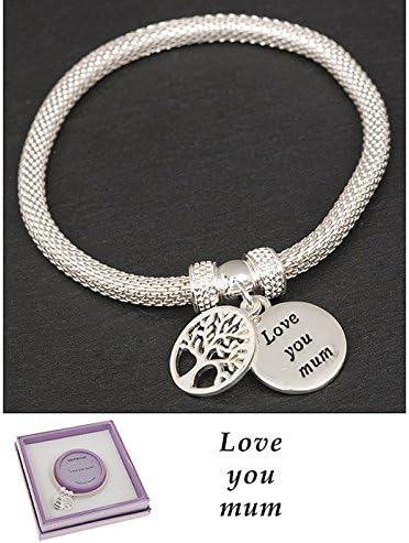 Equilibrium SP Mesh Tree of Life Bracelet Love You Mum, Silver - Image 3