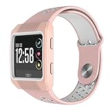 Fitbit Ionic Bands And Case,MYRIANN Accessories Set With Silicone Sport Band And Protective Case Cover for Fitbit Ionic Smart Watch (Pink/White, Small(5.5