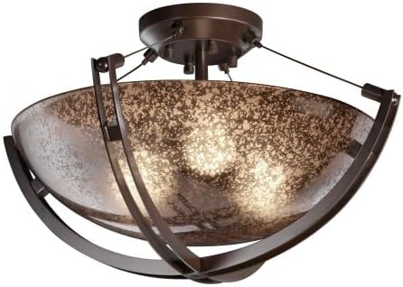 Justice Design Group FSN-9711-35-MROR Fusion 18" Round Bowl Semi Flush Mount Cei, Dark Bronze