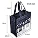 Piano Keys Music Waterproof Oxford Cloth Handbag Shoulder Tote Shopping Bag Gift (Black-Small-2)
