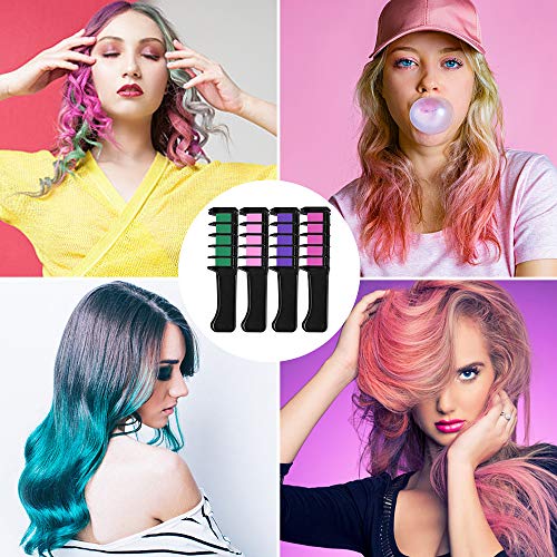 VSADEY 12 Color Hair Chalk for Girls Kids, Temporary Hair Chalk Color Comb with Shawl, Non-Toxic Washable Glitter Hair Color Kit for Makeup Party Cosplay Halloween Christmas Gift for Girls Kids Adult