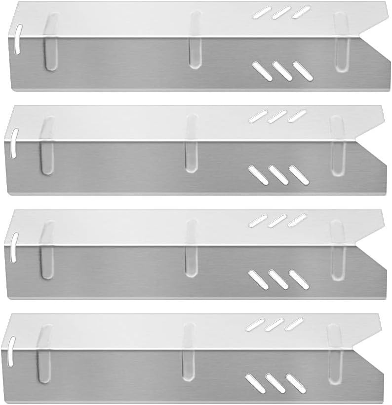 BBQ funland SH1591 (4-pack) Stainless Steel Heat Plate for Gas Grill Models Uniflame GBC1059WB, Backyard BY13-101-001-13, DynaGlo, Better Home&Garden, 15 inch Heat Shield Tent Flame Tamer Burner Cover : Garden & Outdoor