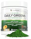 Daily Greens Superfood Powder: Best Tasting Non-GMO Greens Detox Powder with Spirulina, Matcha Green Tea, Barley Grass Juice Powder, Vegan, Orange, 30 SRV