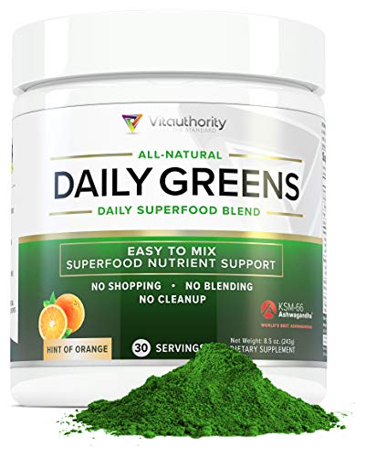 Daily Greens Superfood Powder: Best Tasting Non-GMO Greens Detox Powder with Spirulina, Matcha Green Tea, Barley Grass Juice Powder, Vegan, Orange, 30 SRV Daily Greens Superfood Powder: Best Tasting Non-GMO Greens Detox Powder with Spirulina, Matcha Green Tea, Barley Grass Juice Powder, Vegan, Orange, 30 SRV