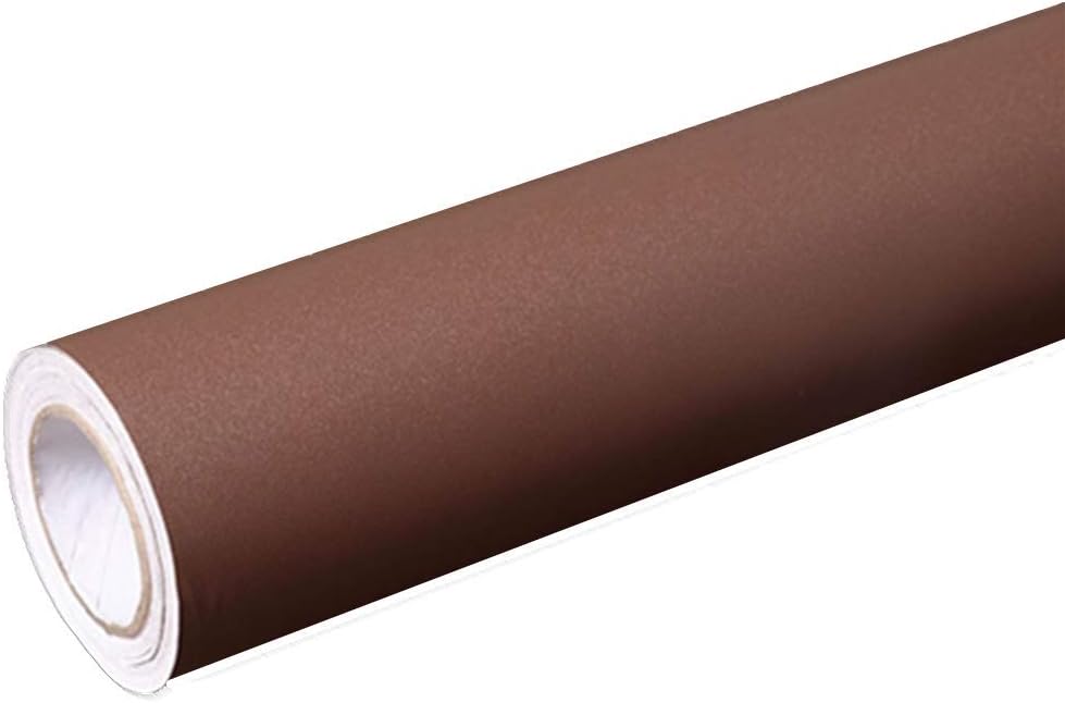 Yija Solid Color Frosted Waterproof Wallpaper Shelf Drawer Liner Self-Adhesive Cabinet Sticker 15.6 Inch by 98 Inch (Brown)