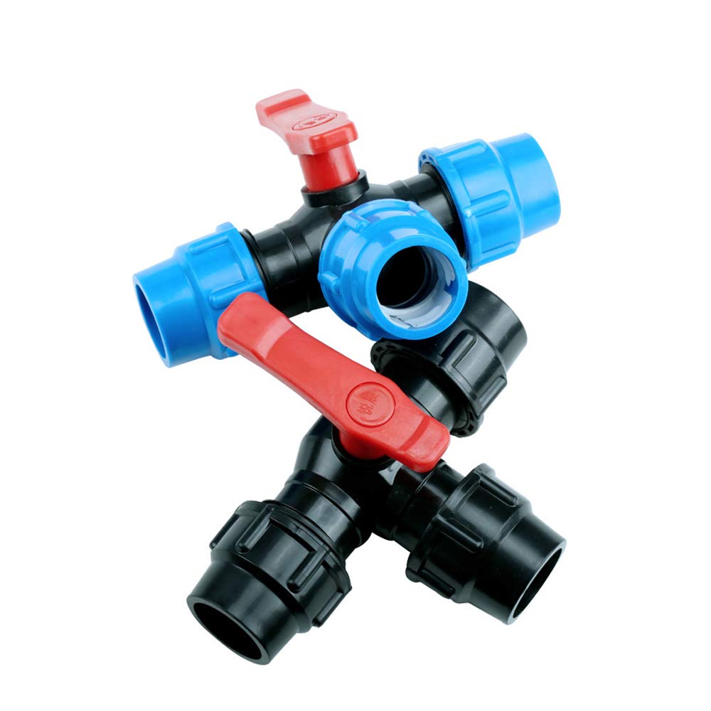 TF 3-Way Valve Garden Hose PE Connector Splitter, Hose Manifold, Heavy Duty Water Hose Fittings - 20mm/25mm/32mm/40mm/50mm
