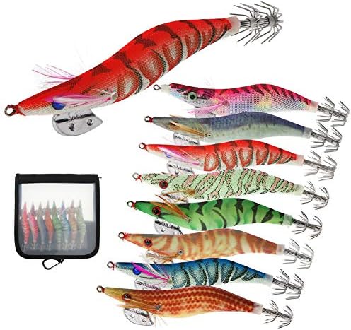 Croch Squid Jig Shrimp Prawn Lures Luminous for Cuttlefish Octopus Fishing 8PCS
