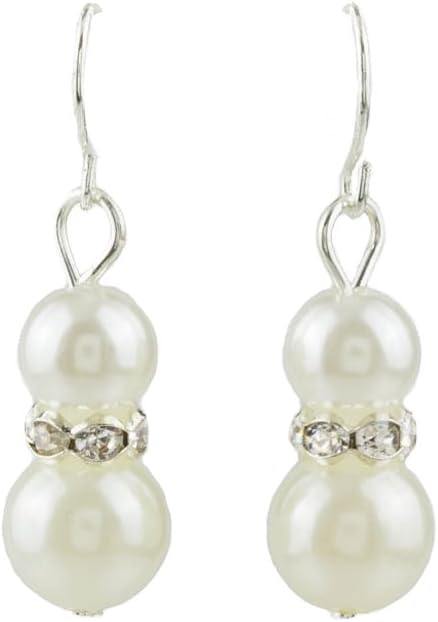 Mytoptrendz® White Pearl Drop Earrings With Crystals Wedding Bridal Prom pearl Earring