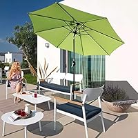 ABBLE Outdoor Patio Umbrella 9 Ft with Tilt and Crank, Weather Resistant, UV Protective Umbrella, Durable, 8 Sturdy Steel Ribs, Market Outdoor Table Umbrella, Lime Green