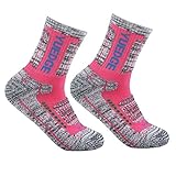 YUEDGE Women's 2 Pack Antiskid Wicking Cushion Cotton Socks For Outdoors Camping Hiking Sports(Pink)