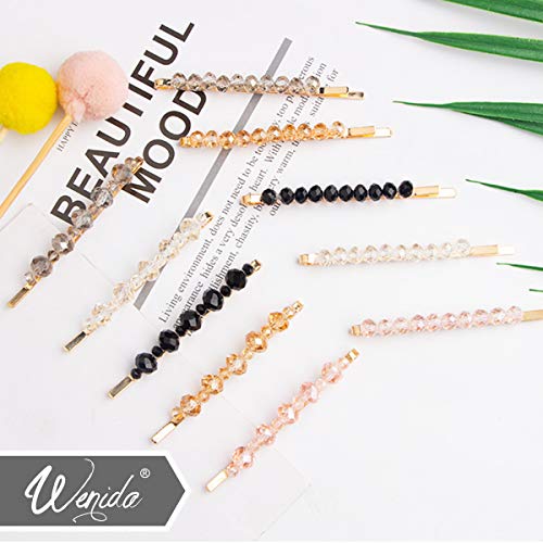 image for Hair Clips Wenida 10 Pieces Fashion Crystal Metal Hair Pins Barrettes 