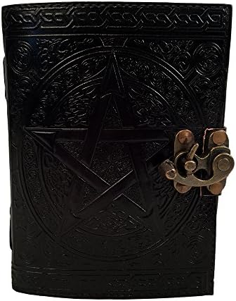 Vintage Leather Bazaar Pentgram Leather Journal Handmade Blank Book Of Shadows C- Lock Note Book dairy 7X5 INCHES