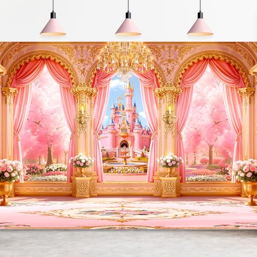 Omifly Princess Castle Garden 7wx5h Backdrop